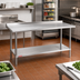 Thumbnail image #2 for Duke 72-Inch x 30-Inch Stainless Steel Open Base Work Table with 1-1/8-Inch Riser and Galvanized Undershelf