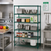 Thumbnail image #2 for Quantum 42-Inch W x 18-Inch D x 54-Inch H Stationary Wire Shelving Starter Kit, 5 Shelves, Green Epoxy Finish