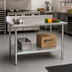 Thumbnail image #2 for Eagle Group Budget Series 60-Inch x 24-Inch 430 Stainless Steel Work Table with 4-1/2-Inch Backsplash and Galvanized Undershelf
