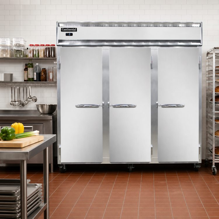 Product image #2 for Continental Refrigerator 3FNSA Three-Section Standard Depth Reach-In Freezer with Stainless Steel Exterior