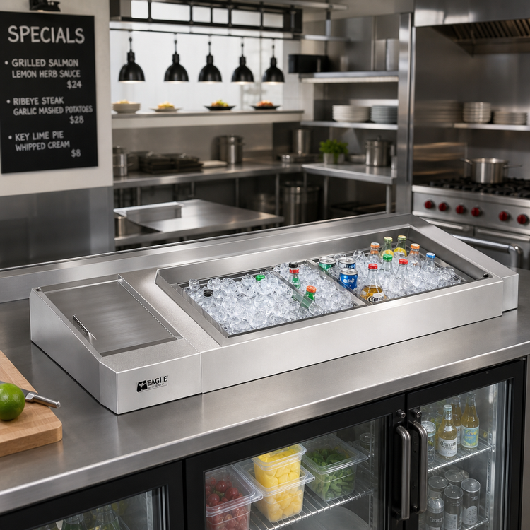 Product image #3 for Eagle Group Underbar Pass-Thru Stainless Steel Ice Chest, 36 x 24 x 8 Inches