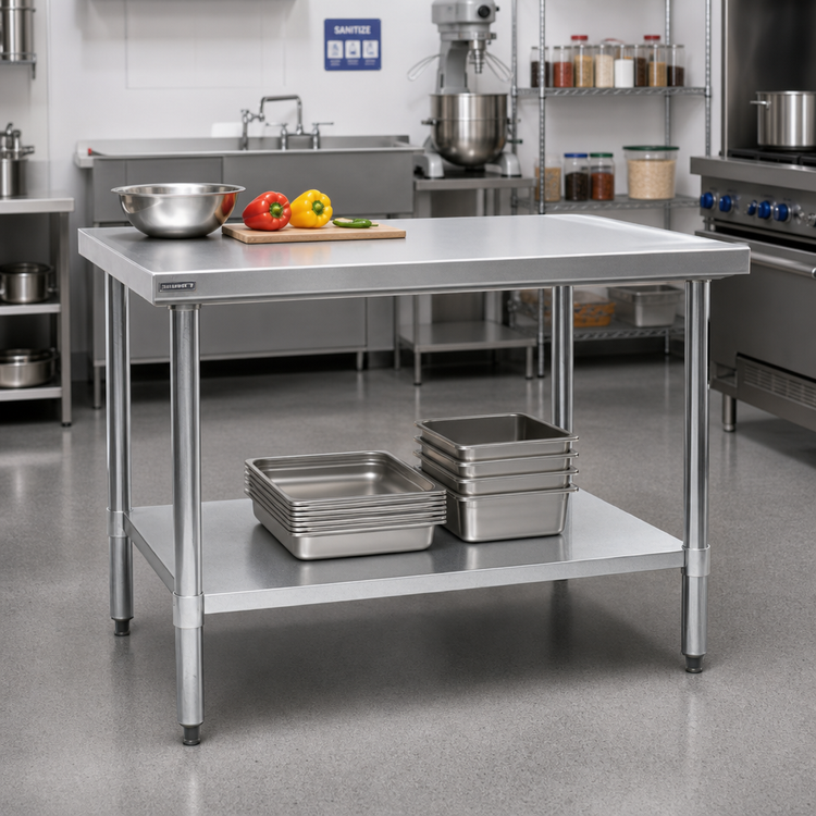 Product image #2 for Eagle Spec-Master Marine Series 30 x 24 Inch Stainless Steel Work Table with Adjustable Galvanized Undershelf