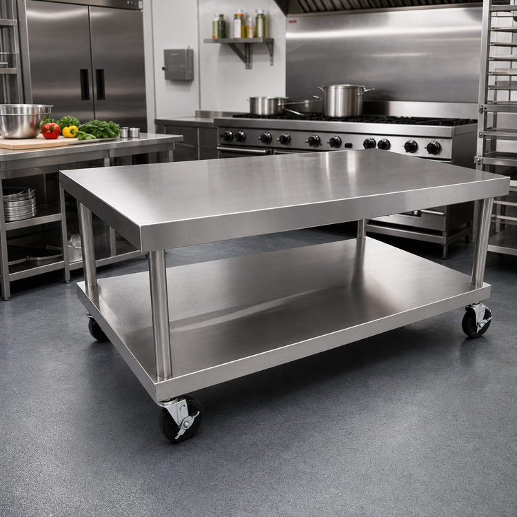 Product image #2 for Vulcan 73-Inch Wide Stainless Steel Equipment Stand with Undershelf and Casters