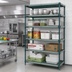 Thumbnail image #2 for Quantum Stationary 5-Tier Wire Plastic Mat Shelving Unit, 48 x 24 x 74 Inches, Green Epoxy Antimicrobial Coating