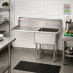Thumbnail image #2 for BK Resources BKS-1-1824-14-24LS One-Compartment Stainless Steel Sink, 18 x 24 x 14 in Bowl, Left Drainboard, 9 in Backsplash