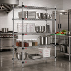 Thumbnail image #2 for Eagle Group Quad-Adjust F2QA2-74-2472S 4-Tier Starter Wire Shelving Unit, 72W x 24D x 74H, Stainless Steel