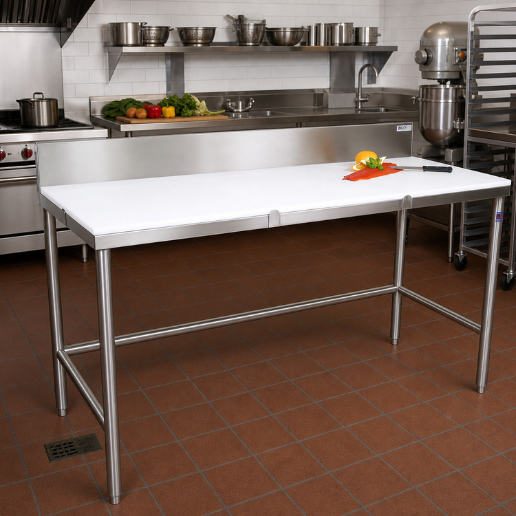 Product image #2 for John Boos 72-Inch x 36-Inch Poly Top Trimming Table with 6-Inch Boxed Backsplash