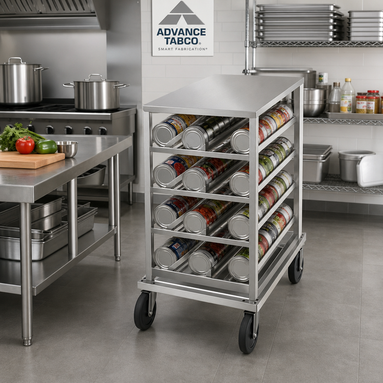 Product image #2 for Advance Tabco CRSS10-72 Low-Profile Mobile Stainless Steel Top Can Rack for #5 and #10 Cans