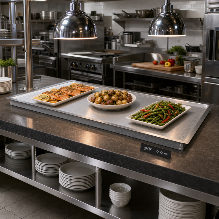 Product image #2 for Vollrath 50-Inch Drop-In Recessed Heated Shelf with Dual Warming Zones, Stainless Steel, 120V
