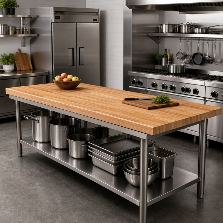 Product image #2 for Appalachian Red Oak Blended Rails Edge Grain Island Countertop, 72 x 30 x 1-1/2 Inches, Penetrating Oil Finish