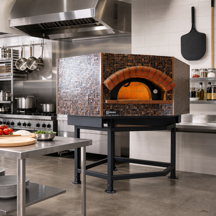 Product image #2 for Univex Stone Hearth Pentagonal Gas Pizza Dome Oven with Stand, 9 x 12-Inch Pizza Capacity