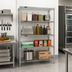 Thumbnail image #2 for Quantum 60 Inch W x 12 Inch D x 63 Inch H Chrome Plated Stationary Wire Shelving Starter Kit with 4 Shelves and 4 Posts