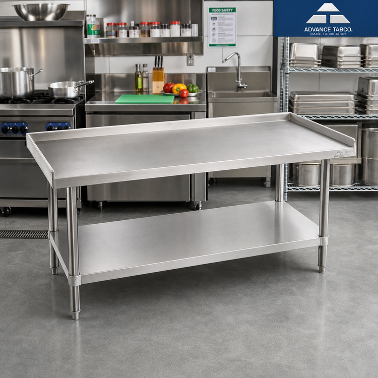 Product image #2 for Advance Tabco Special Value 60"W x 30"D Equipment Stand with 304 Stainless Steel Top and Adjustable Undershelf