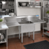Thumbnail image #2 for BK Resources One Compartment Double Drainboard 304 Stainless Steel Sink with 18 x 18 x 12 Inch Bowl