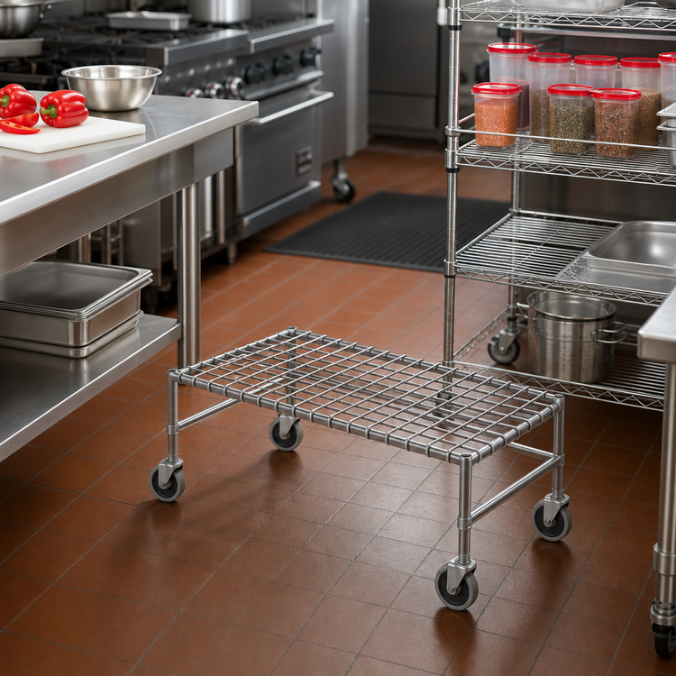 Product image #2 for Mobile Chrome Wire Dunnage Rack, 36 x 24 x 14 Inches, 800 lb Capacity
