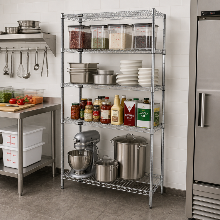 Product image #2 for 48" W x 21" D x 63" H Chrome Wire Shelving Starter Kit with 5 Shelves