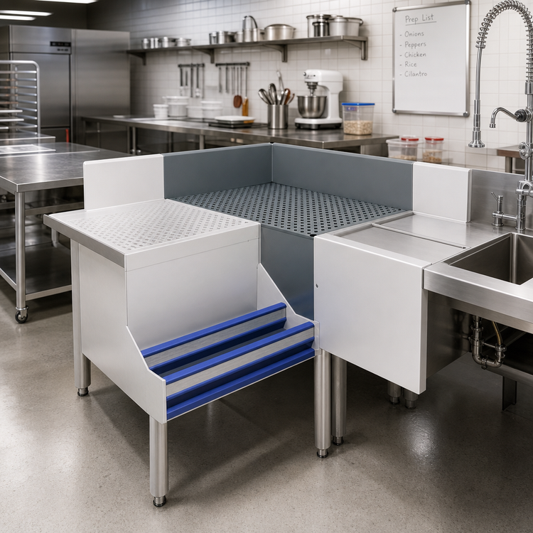 Product image #2 for Prestige Supreme Free-Standing 90° Corner Drainboard Filler, 30" Left / 25" Right