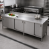Thumbnail image #2 for John Boos 84 x 30-Inch Enclosed Base Stainless Steel Work Table with Sliding Doors and 5-Inch Backsplash