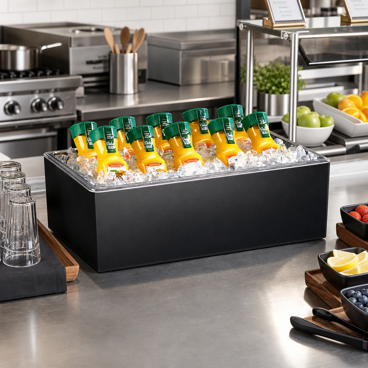 Product image #2 for Cal-Mil Black Melamine Ice Housing with Removable Polycarbonate Pan, 12 x 20 x 7 Inches