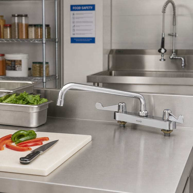 Product image #2 for equip 8-Inch Center Deck Mount Workboard Faucet with 12-Inch Swing Nozzle