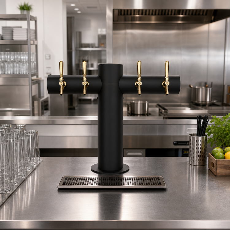 Product image #2 for Micro Matic Metropolis T-Style 4-Faucet Glycol-Cooled Beer Tower, Matte Black