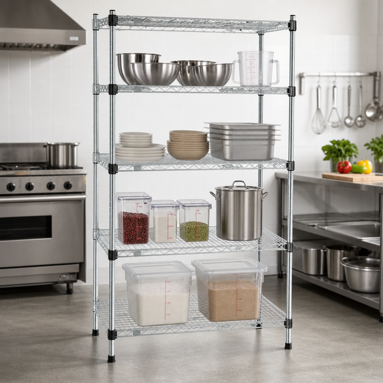 Product image #2 for EagleGard Quad-Adjust 4-Tier Wire Shelving Starter Unit, 36 x 18 x 74 Inches