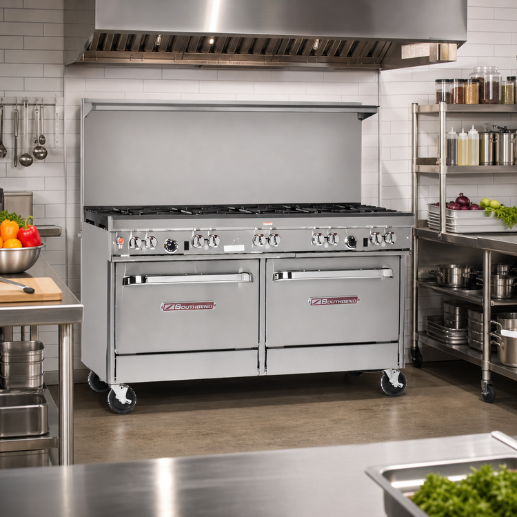Product image #2 for Southbend Ultimate 60-Inch Gas Restaurant Range with 9 Open Burners, Standard Oven, and Cabinet Base