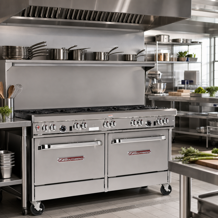 Product image #2 for Southbend Ultimate 60-Inch Gas Restaurant Range with 9 Open Burners, Standard Oven, and Cabinet Base