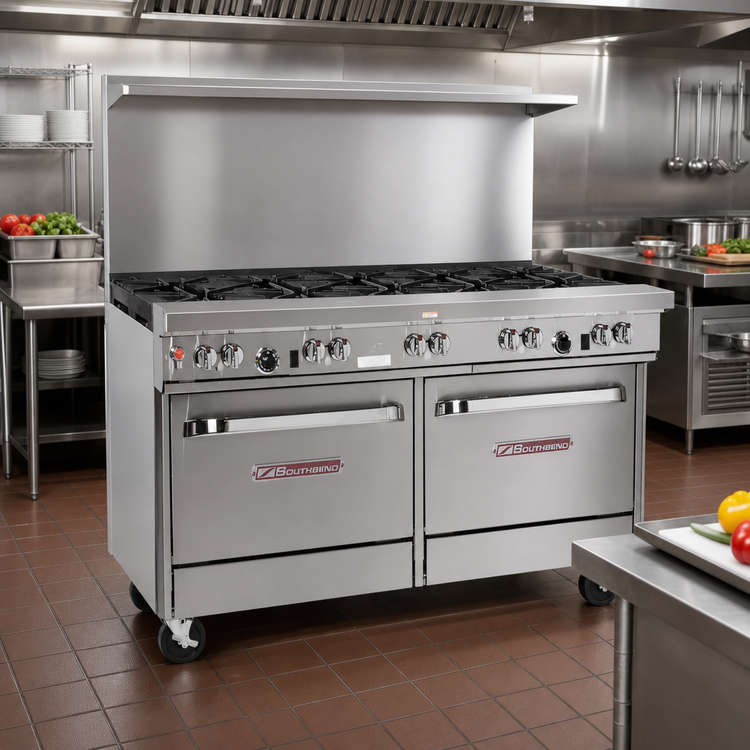 Product image #2 for Southbend Ultimate 60-Inch Gas Restaurant Range with 9 Open Burners, Standard Oven, and Cabinet Base