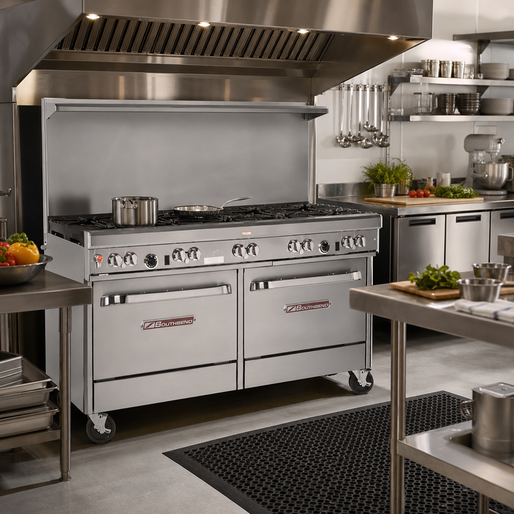 Product image #2 for Southbend Ultimate 60-Inch Gas Restaurant Range with 9 Open Burners, Standard Oven, and Cabinet Base