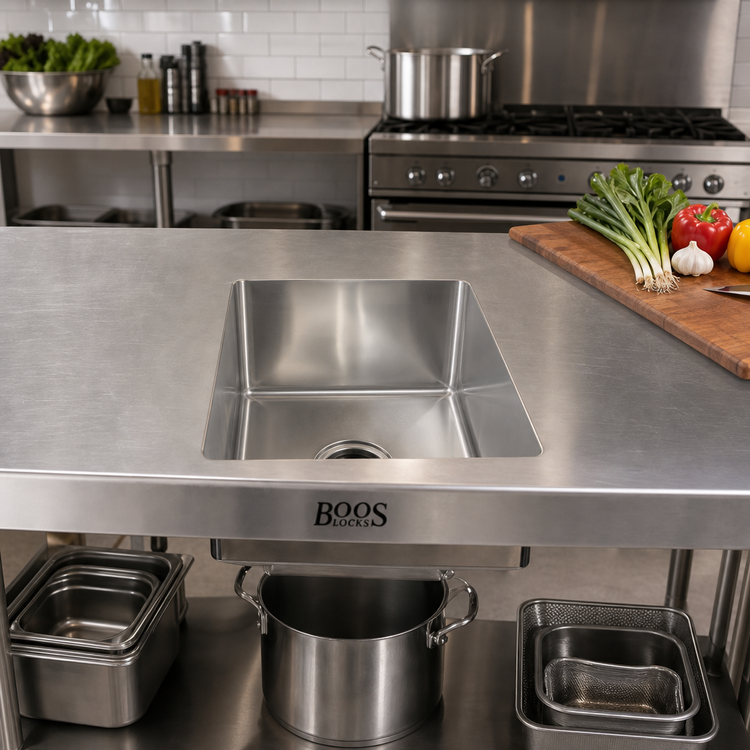 Product image #2 for John Boos Weld-In Undermount Sink Bowl, 1-Compartment, 16 x 18 x 12 Inches, 14-Gauge Stainless Steel