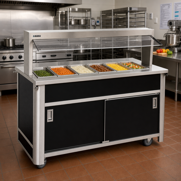 Product image #2 for Atlas Metal BLU-6-BU Mobile Buffet Style Utility Unit Serving Counter, 91-1/4" Length