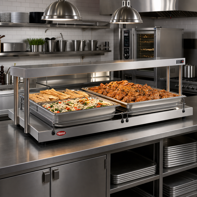 Product image #2 for Hatco Glo-Ray® Freestanding Heated Shelf, 72 Inch W x 25-1/2 Inch D, Stainless Steel Top