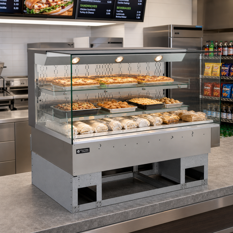Product image #2 for Structural Concepts Reveal Self-Service Heated Slide-In Counter Display Case with Glass Shelves, 35-3/4 Inch Wide