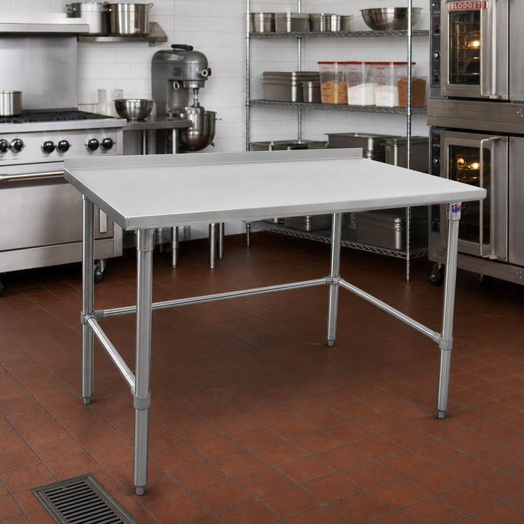Product image #2 for John Boos Stallion 60"W x 36"D Stainless Steel Work Table with 1-1/2" Rear Riser and Safety Edge