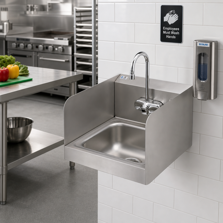 Product image #2 for Wall-Mounted Stainless Steel Hand Sink with 4-Inch Electronic Sensor Faucet