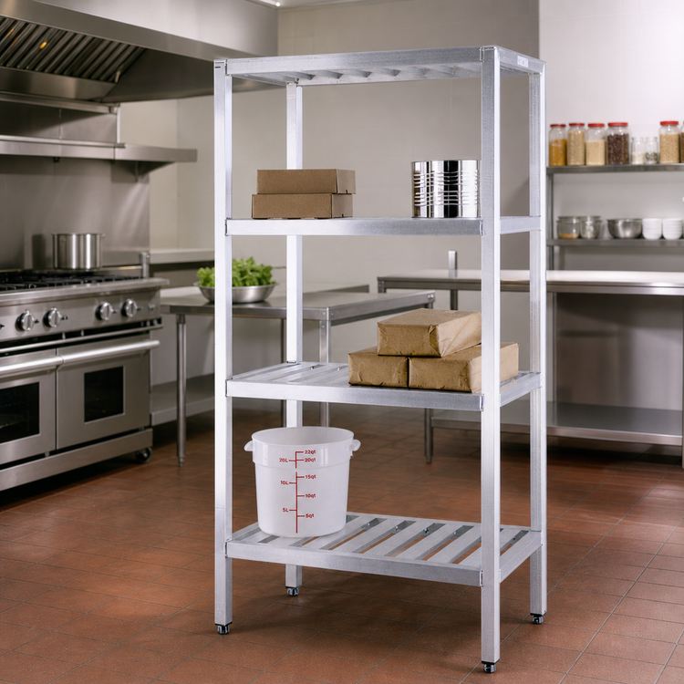 Product image #2 for New Age H.D. Series Heavy-Duty 4-Tier All-Welded Aluminum Shelving Unit, 42 x 24 x 72 Inches