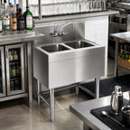 Thumbnail image #2 for Eagle Group Spec-Bar B2-2-24 Two-Compartment Underbar Sink, 24-Inch Wide, 304 Stainless Steel, 8-Inch Backsplash, No Drainboards
