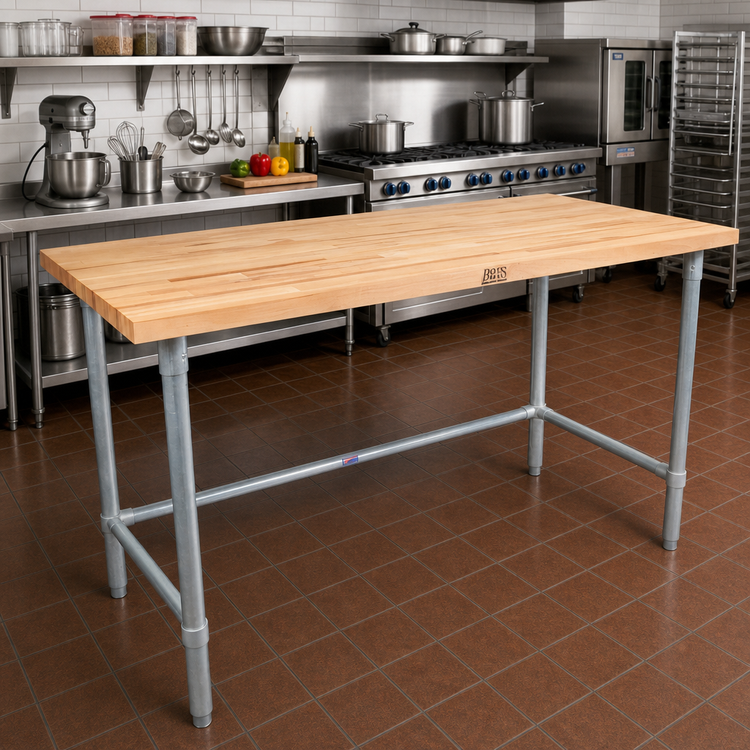Product image #2 for John Boos HNB17 96 x 36 Inch Wood Top Work Table with Galvanized Base