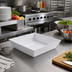 Thumbnail image #2 for American Metalcraft Endurance 64 oz Shallow Square White Melamine Bowl