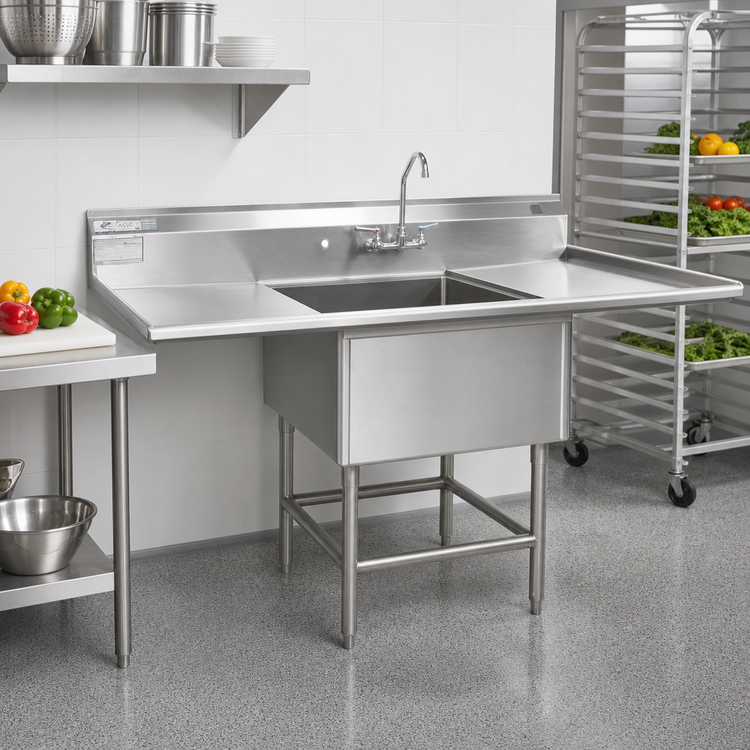 Product image #2 for Eagle Group Spec-Master FN Series Freestanding One-Compartment Commercial Sink with Dual Drainboards, 56 x 27 Inches