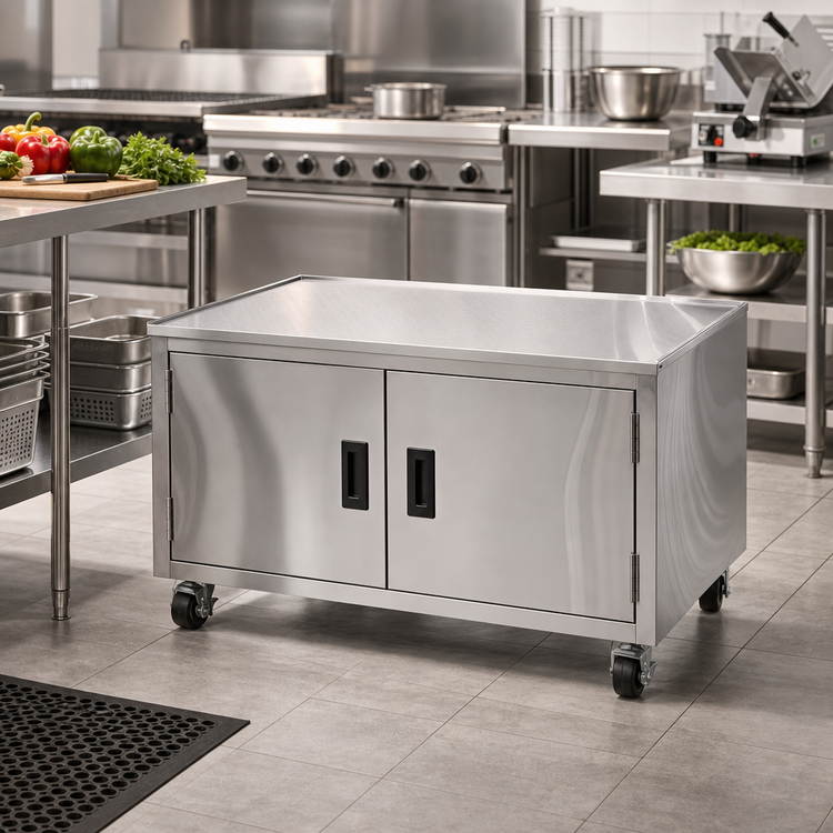 Product image #3 for Enclosed Stainless Steel Equipment Stand Cabinet with Casters, 24 x 30 x 24 Inches