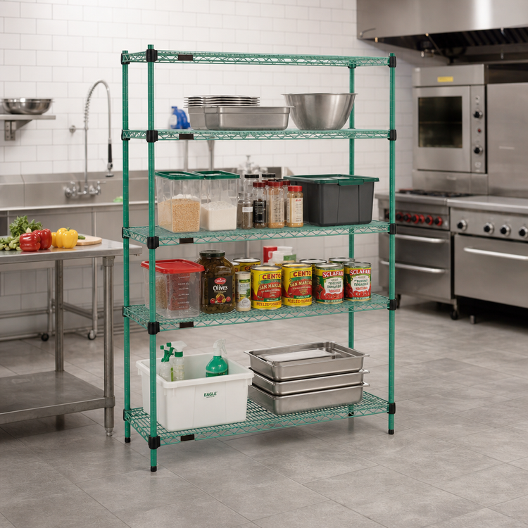 Product image #2 for EagleGard Quad-Adjust 4-Tier Stationary Wire Shelving Starter Unit, 48 x 18 x 74 Inches