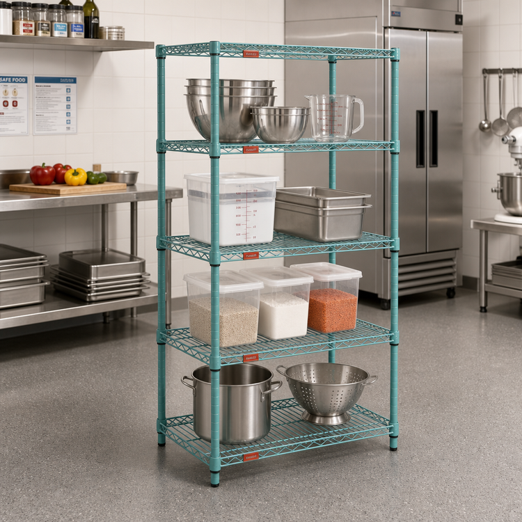 Product image #2 for EagleGard 4-Tier Starter Wire Shelving Unit, 42 x 21 x 63 Inches, Hybrid Epoxy Finish