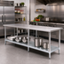 Thumbnail image #2 for Eagle Spec-Master 108-Inch x 36-Inch Flat Top Stainless Steel Work Table with Adjustable Galvanized Undershelf