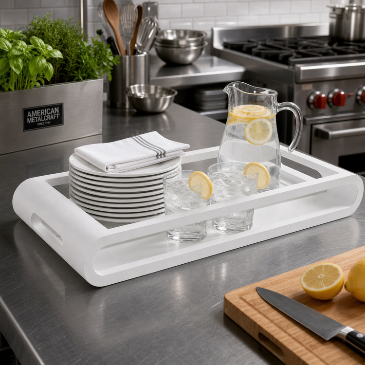 Product image #3 for American Metalcraft Rectangular White Wood Serving Tray, 21-3/4-Inch