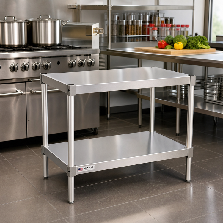 Product image #2 for New Age Modular Aluminum Equipment Stand with 2 Adjustable Solid Shelves, 48W x 15D x 24H