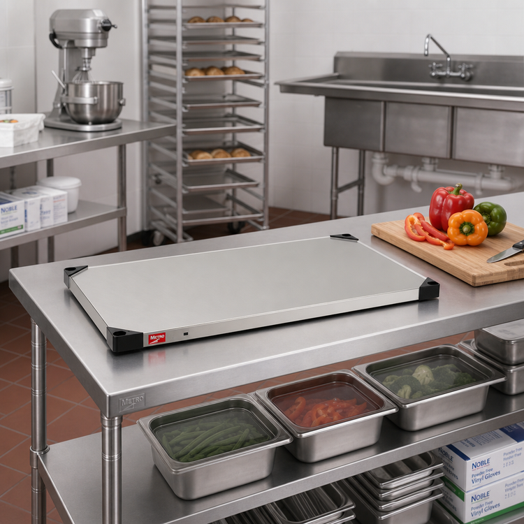 Product image #2 for Metro Super Erecta 36"W x 21"D Solid Flat Stainless Steel Shelf with Raised Ship's Edge