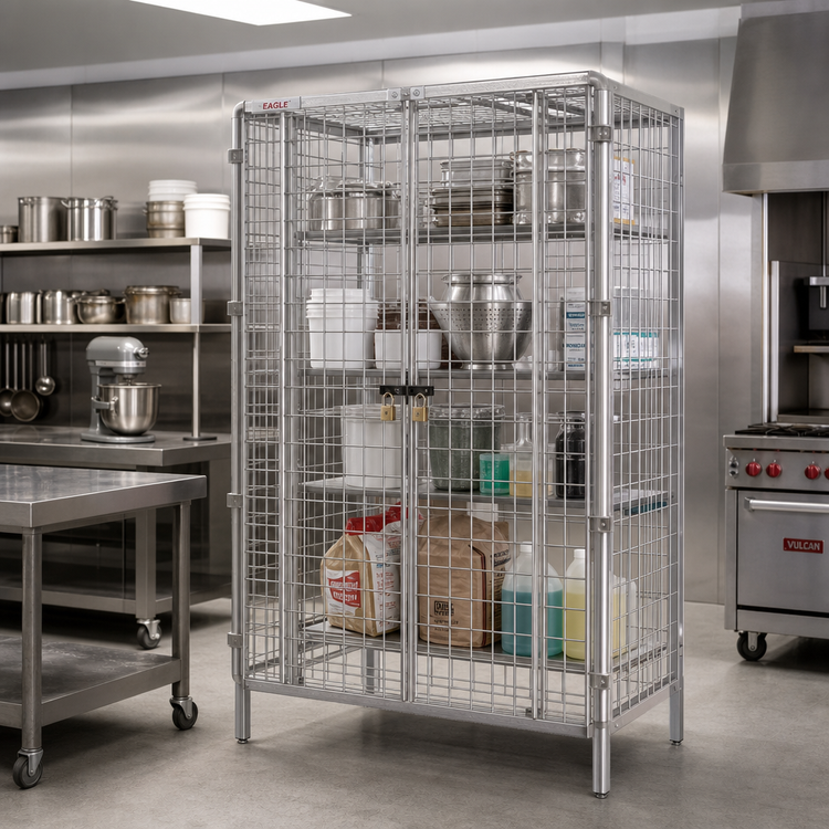Product image #2 for Eagle Group QuadTruss Stationary Stainless Steel Security Cage with Dual Padlock Doors