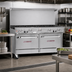 Thumbnail image #2 for Southbend Ultimate 60-Inch Commercial Gas Restaurant Range with 9 Open Burners, Standard Oven, and Cabinet Base